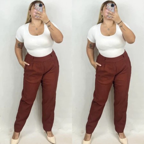Arspire Fashion Corporate Plus Size High Waist Pull-Up Pants - Cinnamon