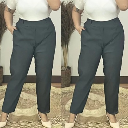 Arspire Fashion Corporate Plus Size High Waist Pull-Up Pants - Dark Ash Gray