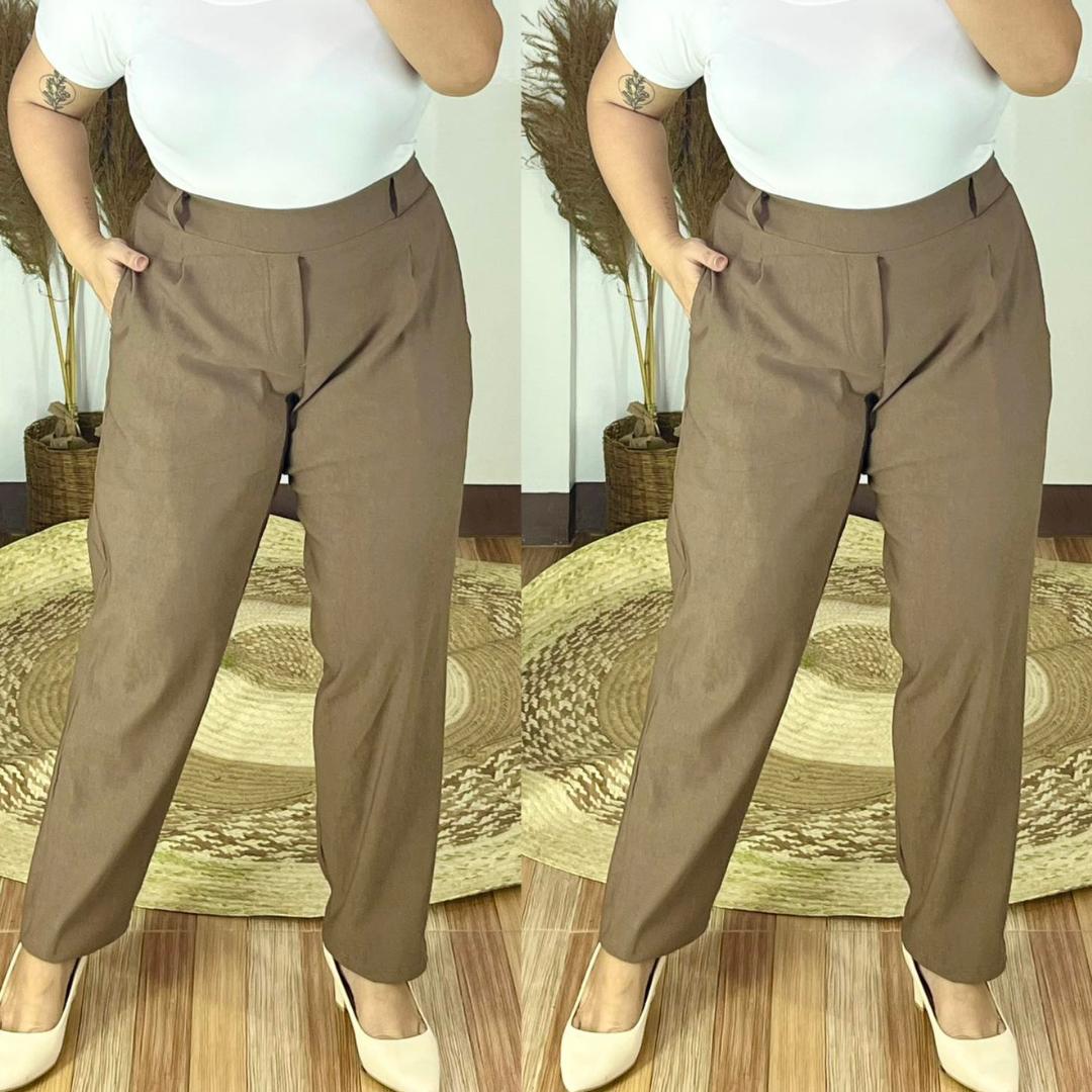 Arspire Fashion Corporate Plus Size High Waist Pull-Up Pants - Mocha