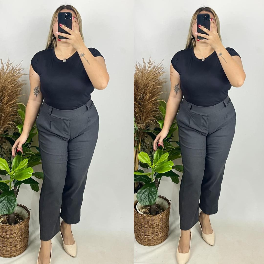 Arspire Fashion Corporate Regular Size High Waist Pull-Up Pants - Dark Gray