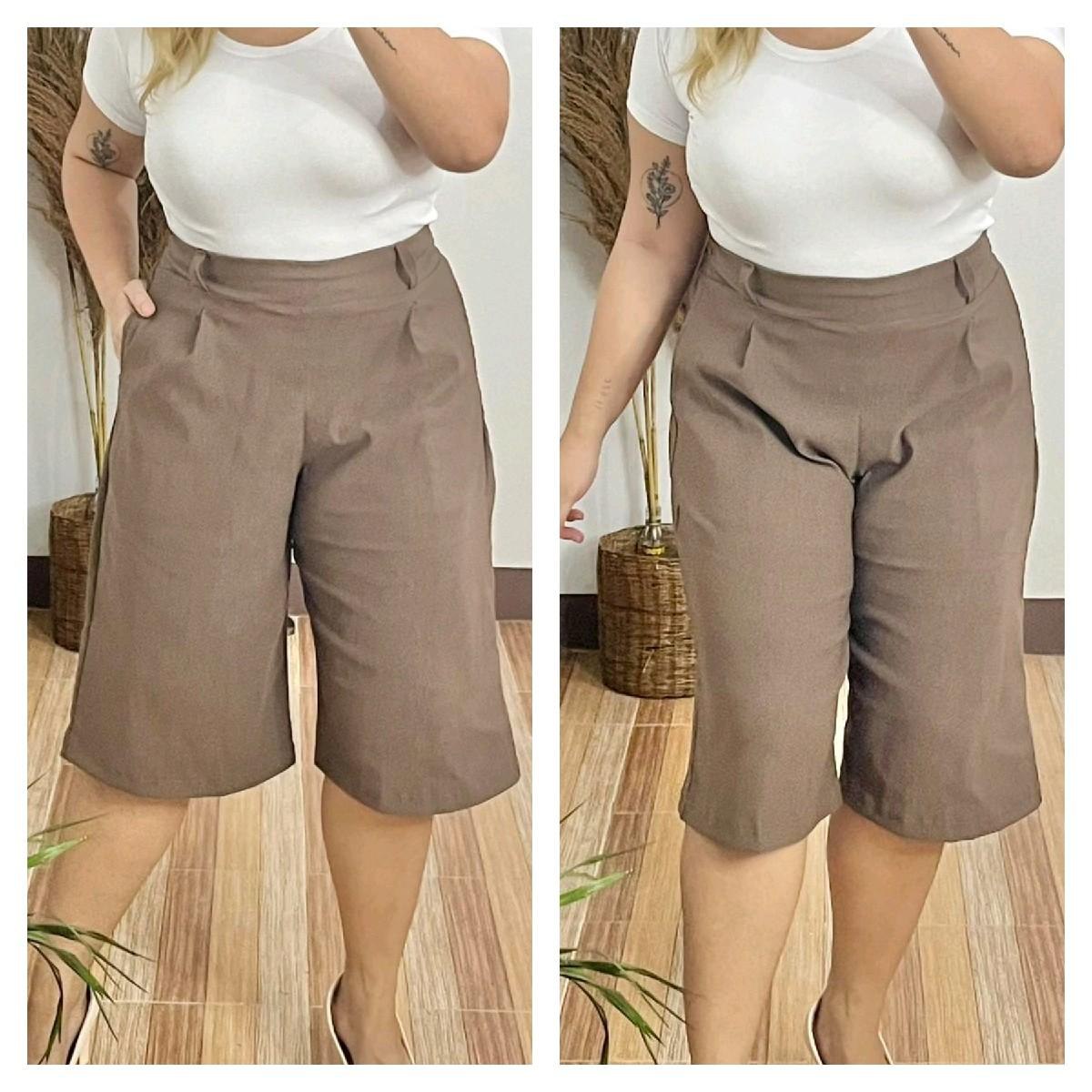 Arspire Fashion Casual Plus Size Wide Leg Capri Pants - Dark Taupe
