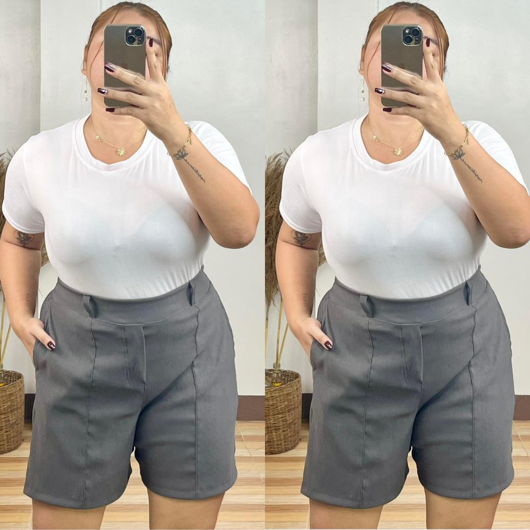 Arspire Fashion Casual Plus Size Pull-Up Crotch Summer Woven Short - Charcoal Gray