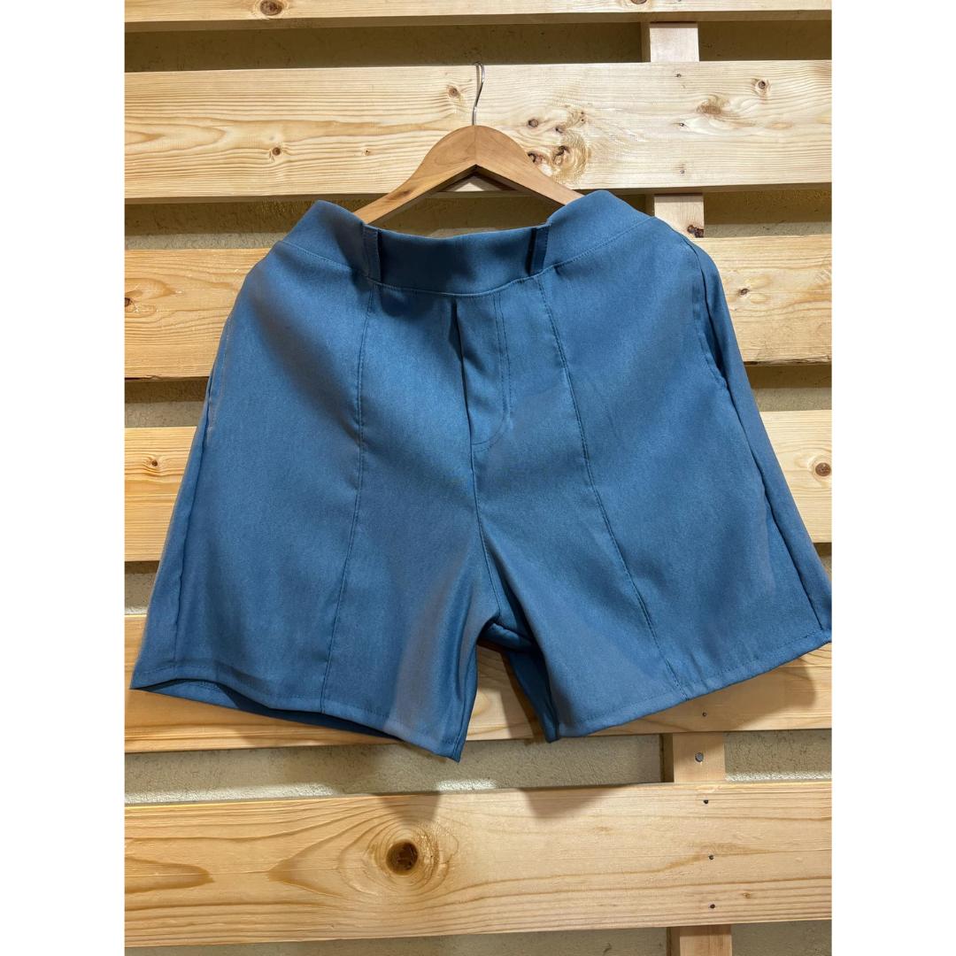 Arspire Fashion Casual Plus Size Pull-Up Crotch Summer Woven Short - Denim Blue