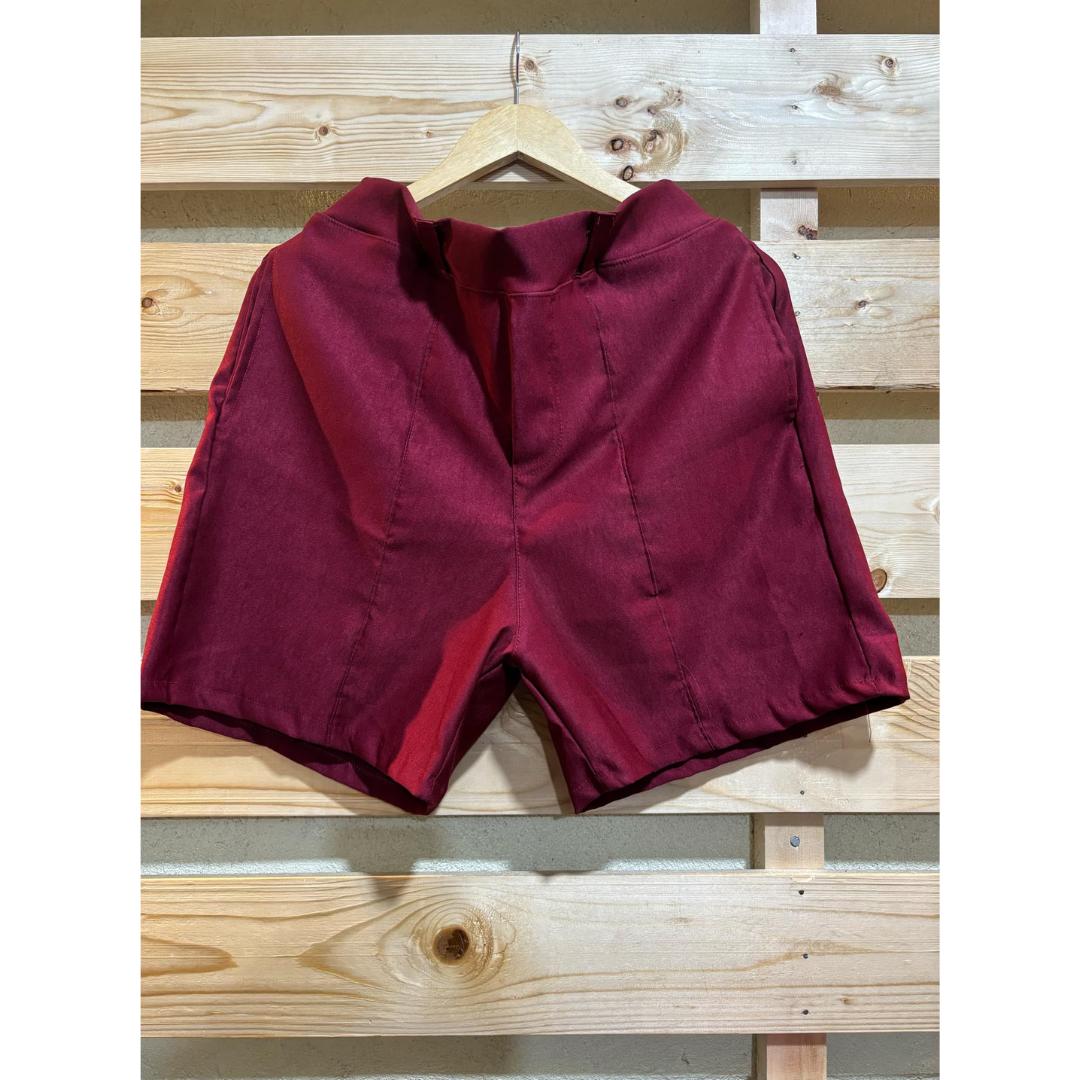 Arspire Fashion Casual Plus Size Pull-Up Crotch Summer Woven Short - Maroon
