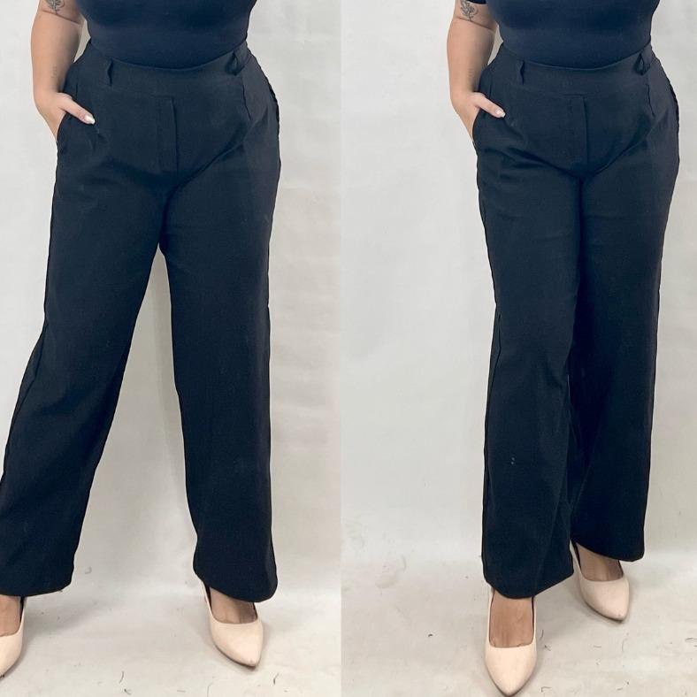 Corporate Extra Big Size Classic Straight Cut Pants - Black