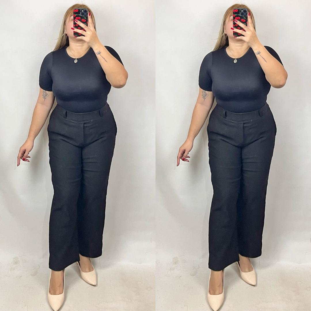 Corporate Plus Size Classic Straight Cut Pants - Black