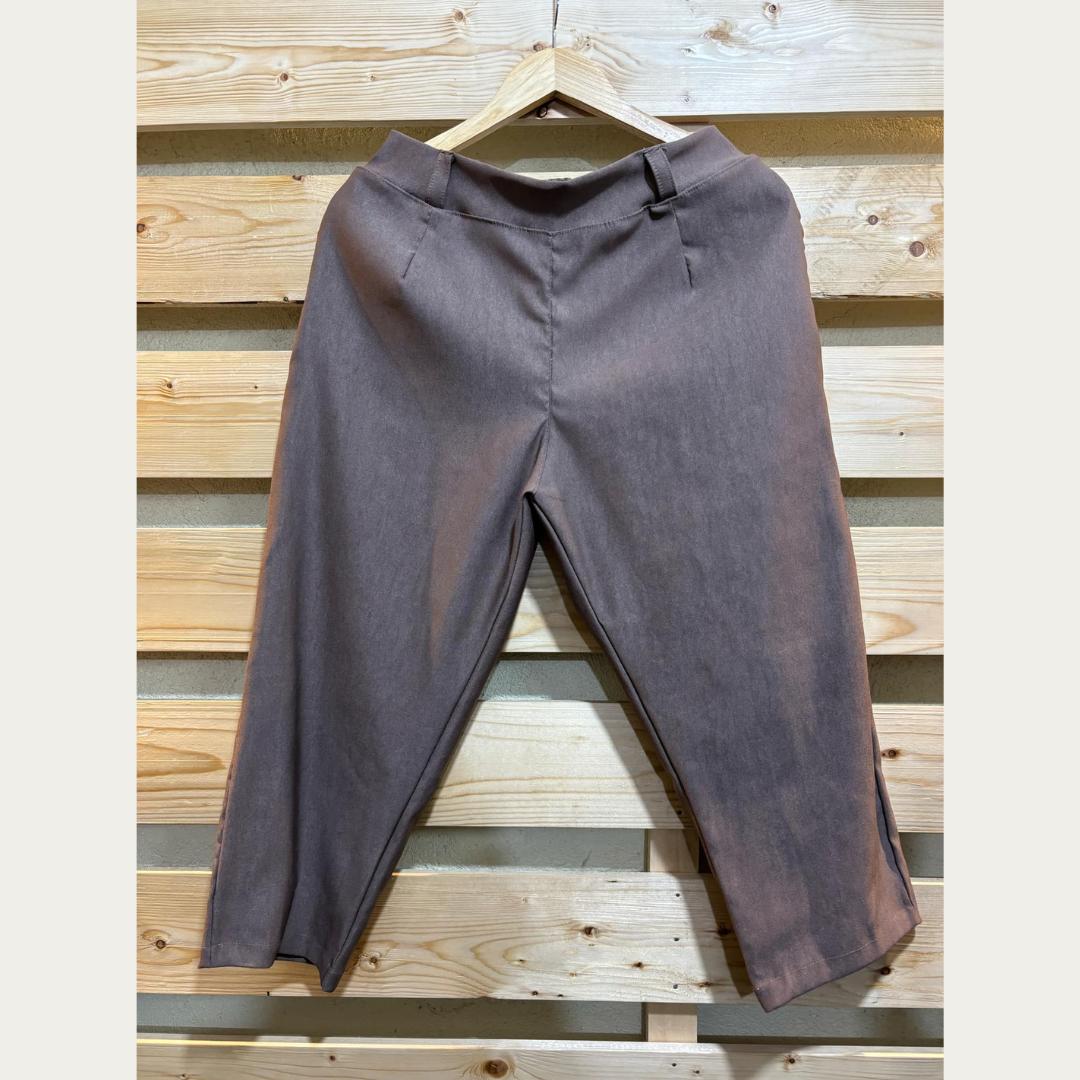 Casual Plus Size Cropped Pedal Pants - Dark Taupe