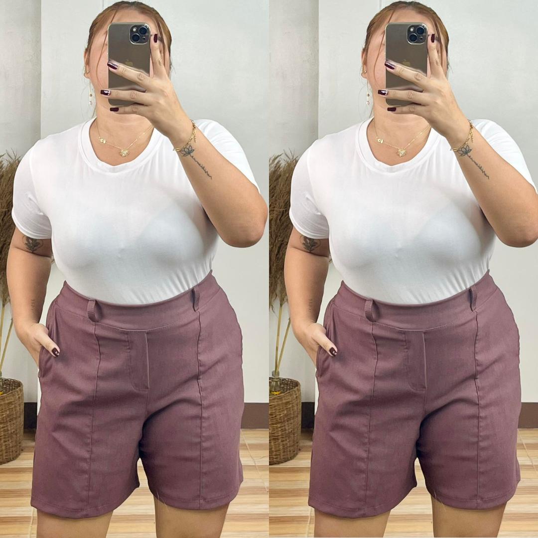 Casual Plus Size Pull-Up Crotch Summer Woven Short - Mauve