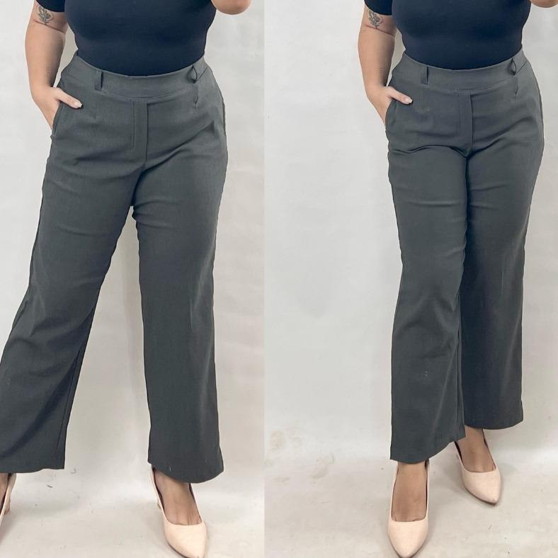 Corporate Extra Big Size Classic Straight Cut Pants - Dark Gray