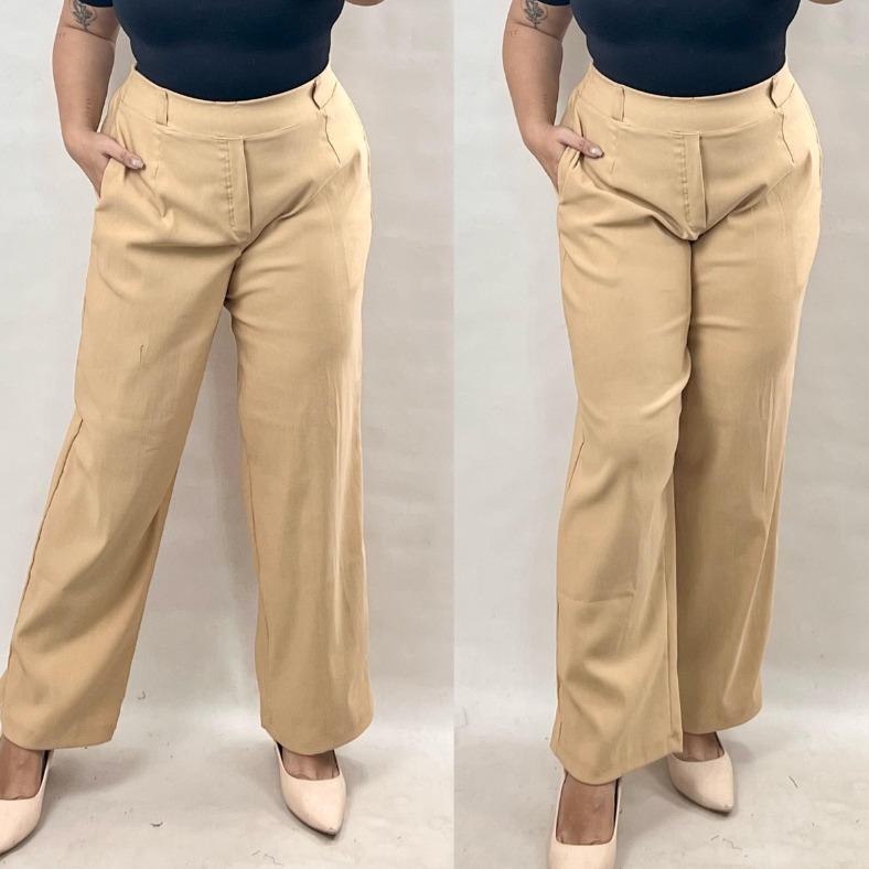 Corporate Extra Big Size Classic Straight Cut Pants - Khaki