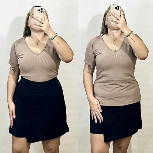 Casual Plus Size V-Neck Full Length Knitted Top - Taupe
