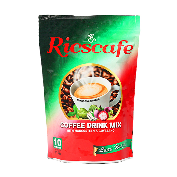 Ricscafe 5in1 Herbal Coffee 21g x 10 Mangosteen Guyabano & Stevia Blend FDA Approved Health Benefits Authentic Taste Beverage Flavor - 651RI